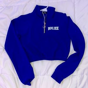 Cropped Blue Quarter Zip